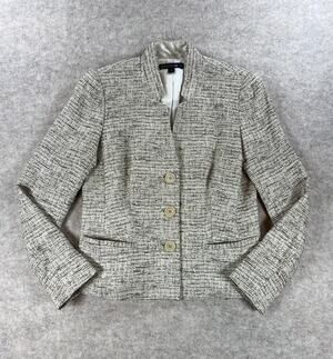 Lafayette 148 New York Textured Tweed Stand Collar Blazer Jacket Size 6